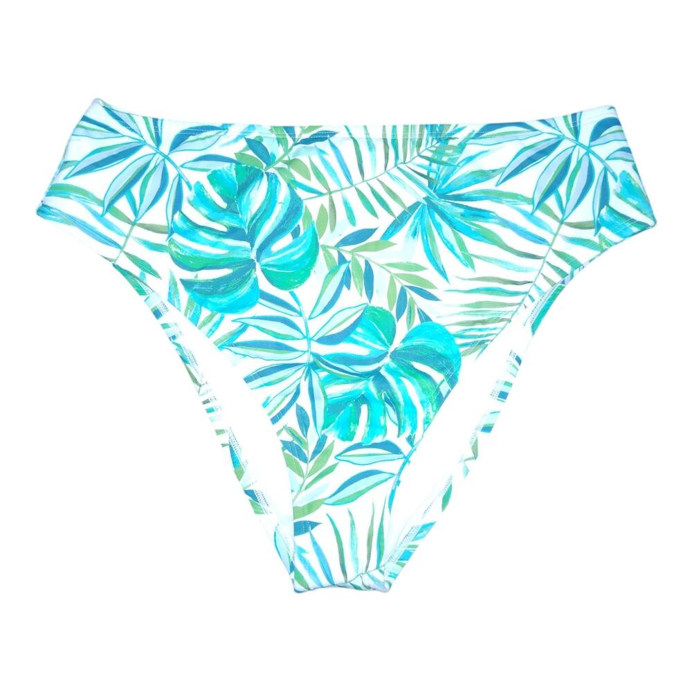 Shade & Shore Women's High‎ Waist Leg Cheeky Bikini Bottoms Palm Leaf's Size XL